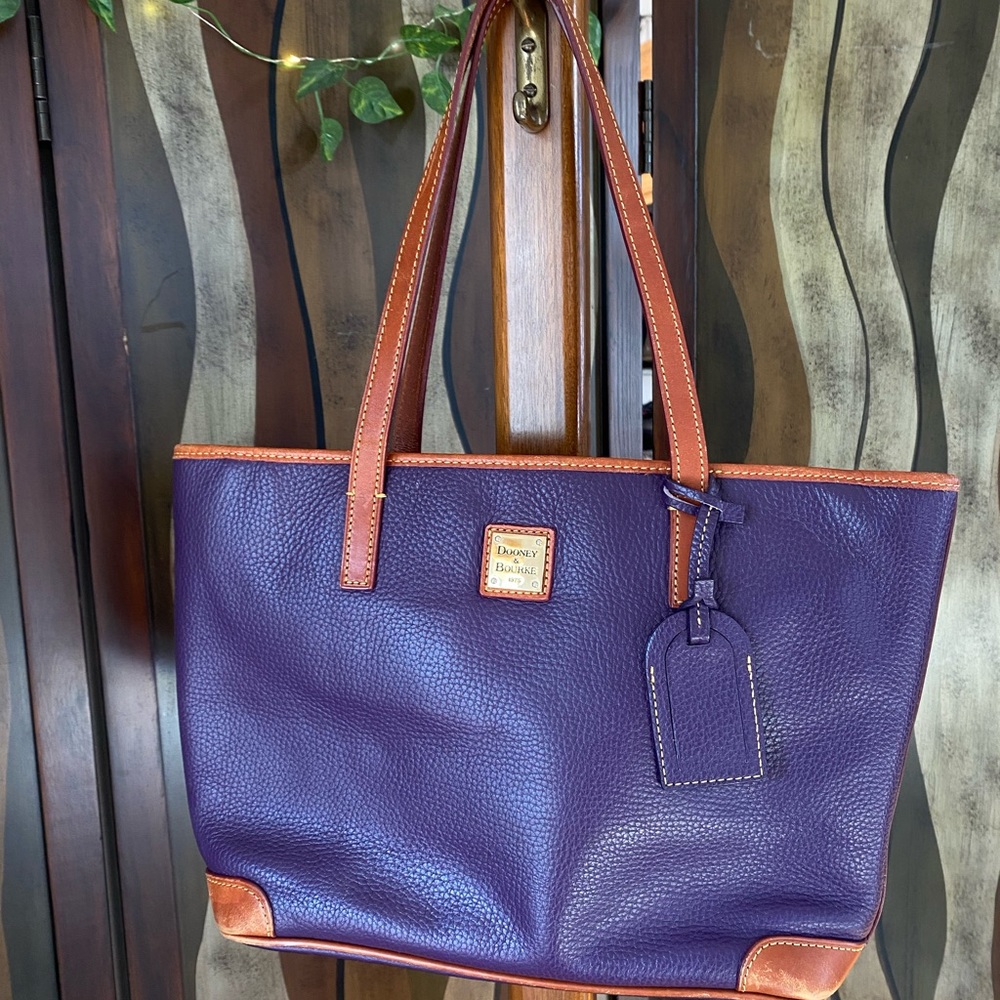 Dooney & Bourke Purple and Tan Tote Bag